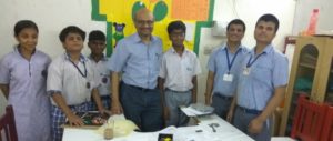 With field-trial students at Saksham Blind School, Noida