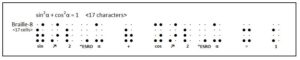 A trigonometric identity written in Braille-8