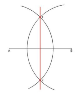 Construction of perpendicular bisector to a line