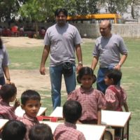 Interacting with Sai Siksha village students